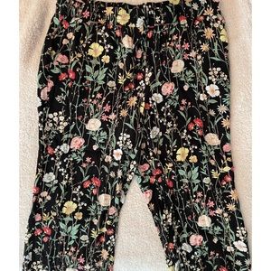Loft floral print tie waist pants
